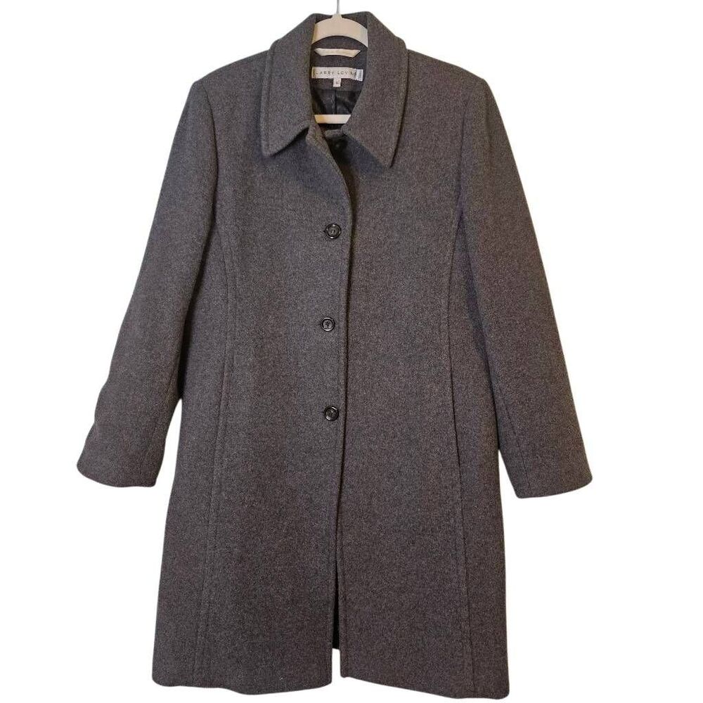 Larry Levine womens dark gray wool blend coat. L.